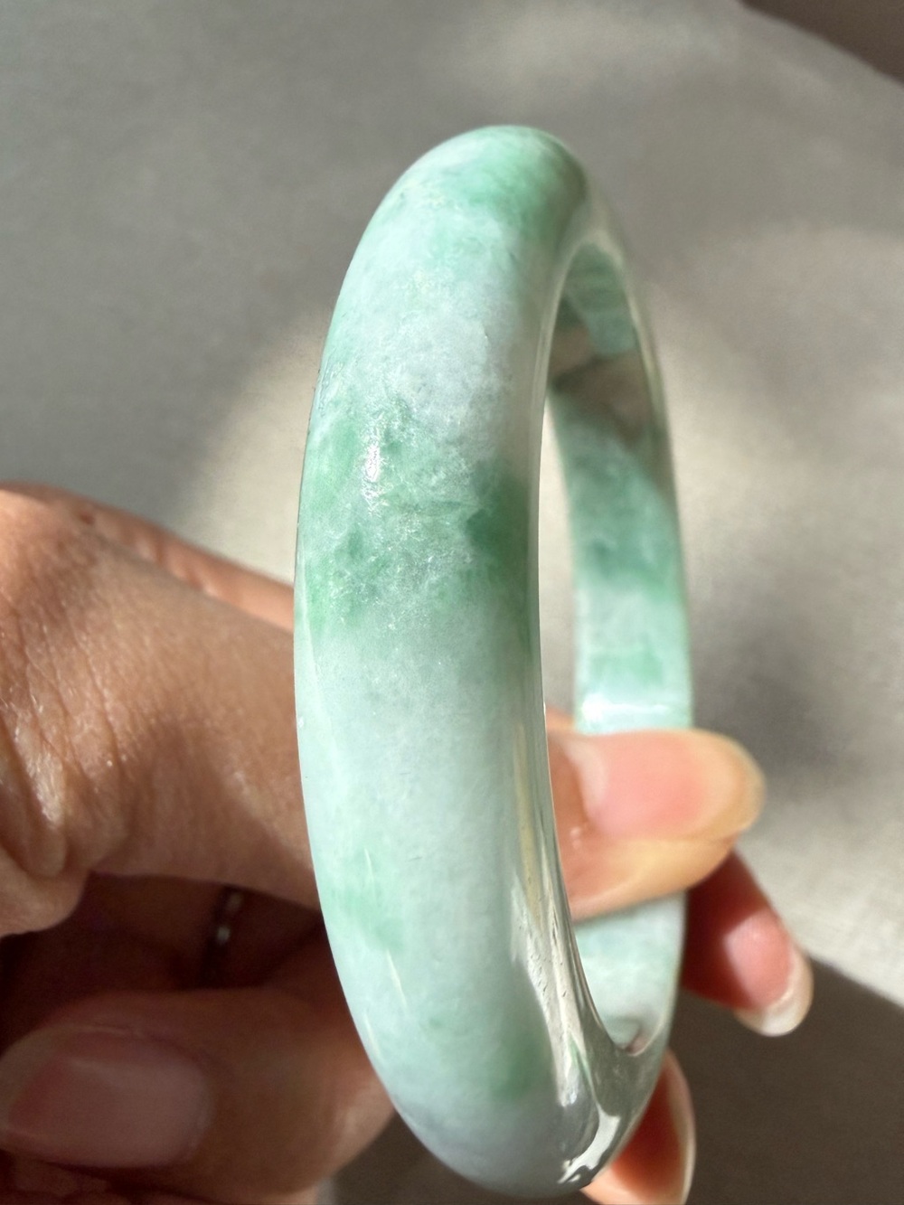 55.5 Green Burmese Jadeite Jade Bangle Bracelet - Natural Grade A - Picture 6 of 11